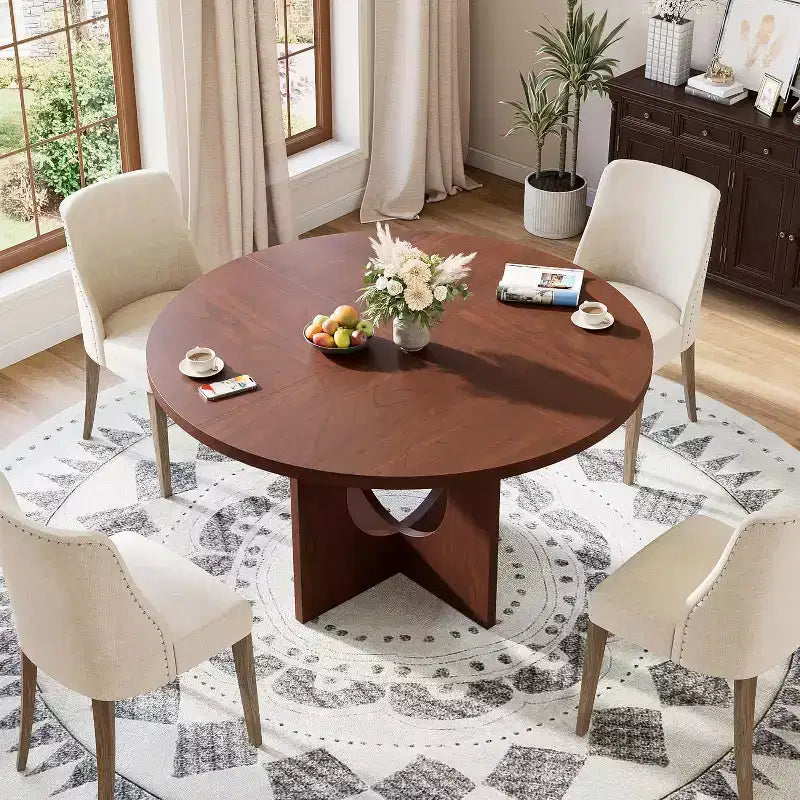 Tavolo da pranzo rotondo da 120 cm per 4-6 persone, tavoli da cucina circolari con base a piedistallo robusta, mobili salvaspazio per sala da pranzo, cucina