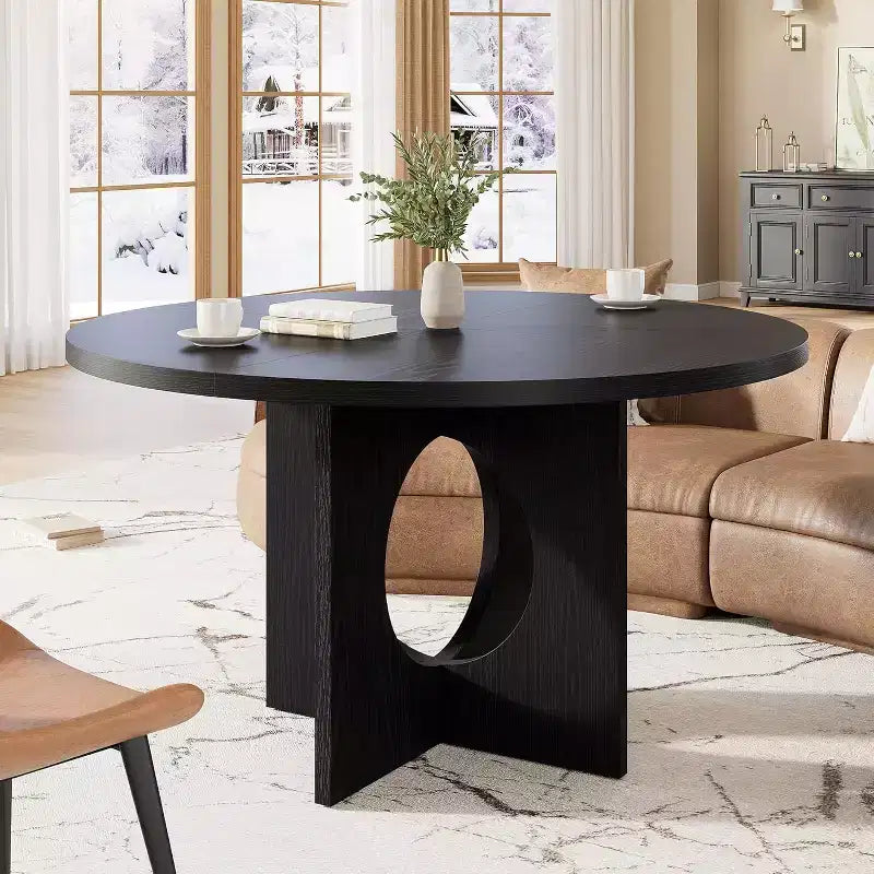 Tavolo da pranzo rotondo da 120 cm per 4-6 persone, tavoli da cucina circolari con base a piedistallo robusta, mobili salvaspazio per sala da pranzo, cucina