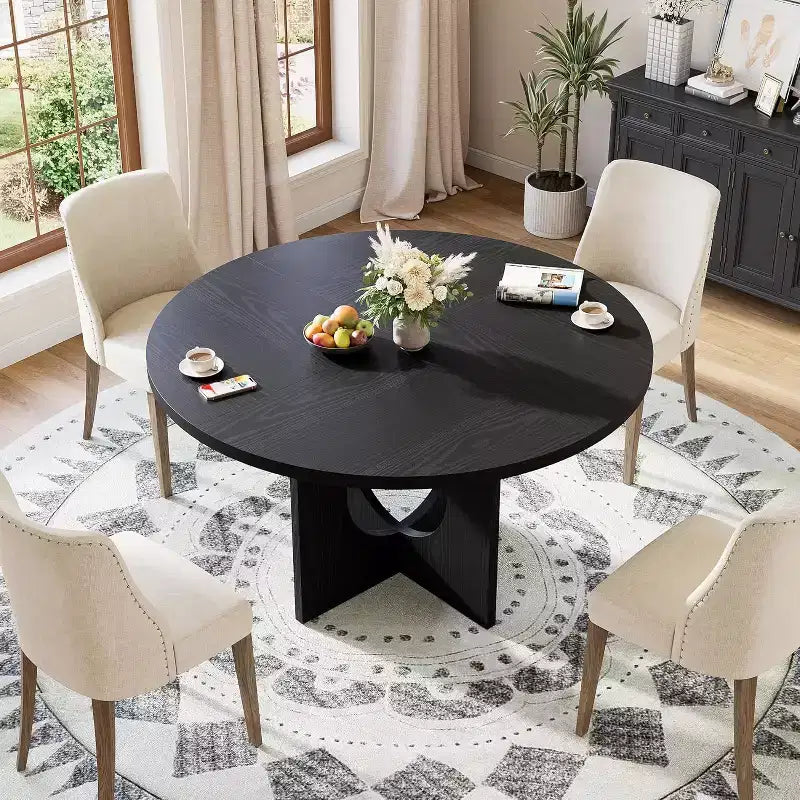 Tavolo da pranzo rotondo da 120 cm per 4-6 persone, tavoli da cucina circolari con base a piedistallo robusta, mobili salvaspazio per sala da pranzo, cucina