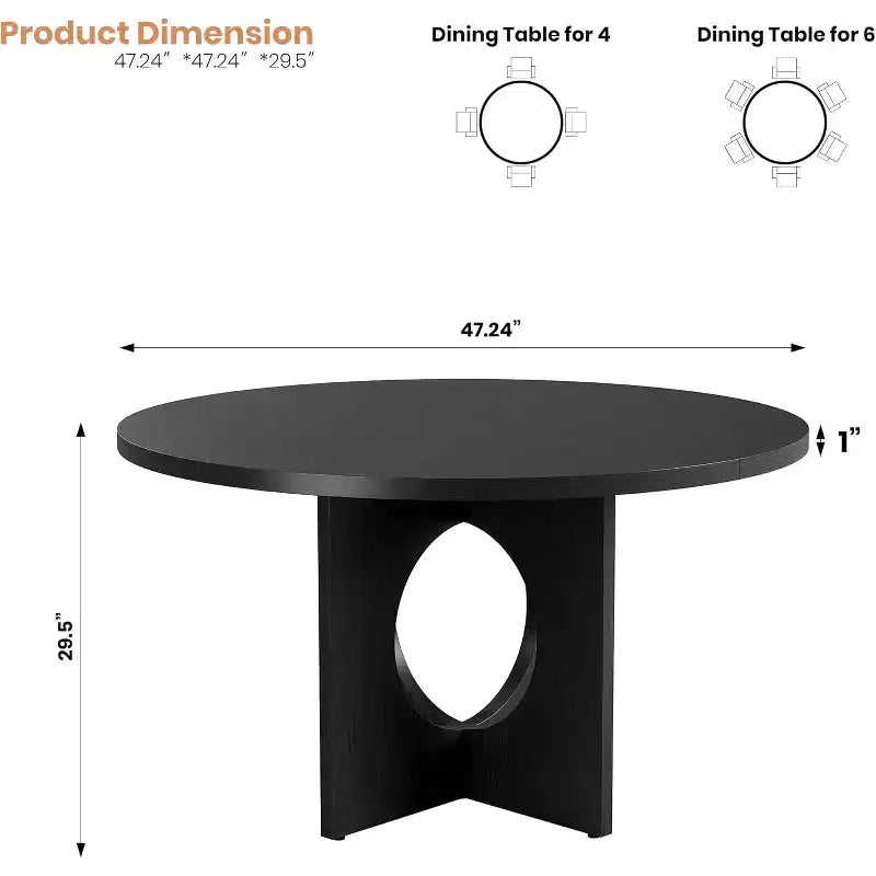 Tavolo da pranzo rotondo da 120 cm per 4-6 persone, tavoli da cucina circolari con base a piedistallo robusta, mobili salvaspazio per sala da pranzo, cucina