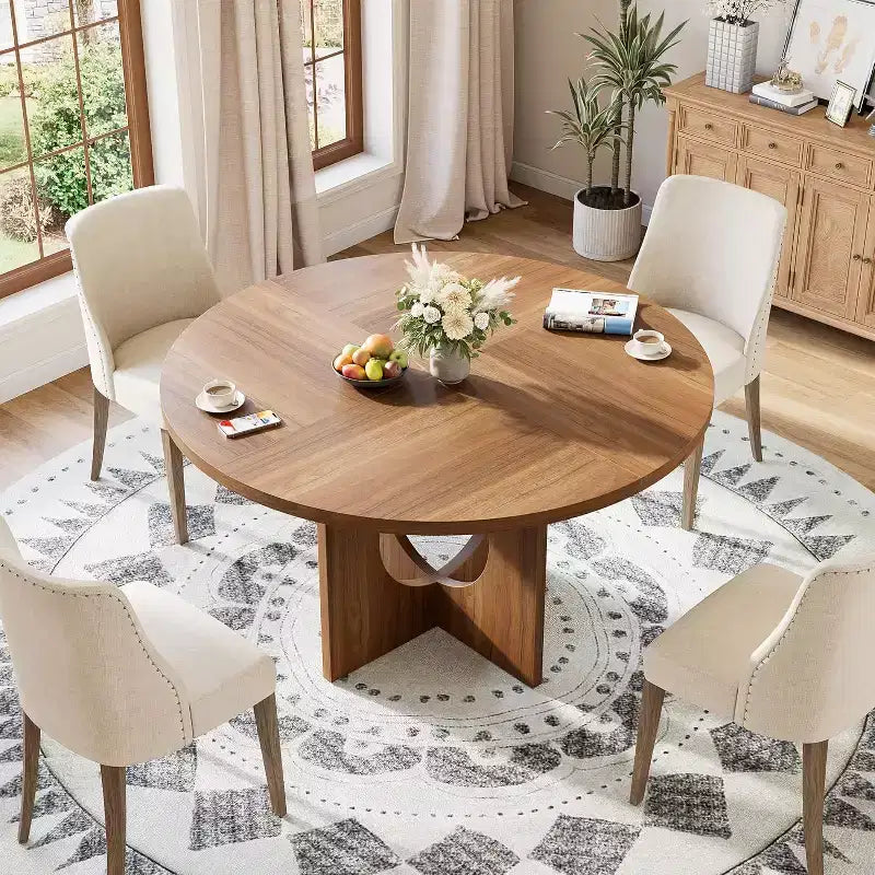 Tavolo da pranzo rotondo da 120 cm per 4-6 persone, tavoli da cucina circolari con base a piedistallo robusta, mobili salvaspazio per sala da pranzo, cucina