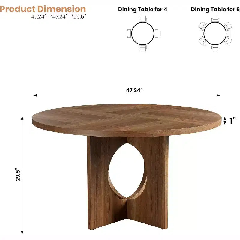 Tavolo da pranzo rotondo da 120 cm per 4-6 persone, tavoli da cucina circolari con base a piedistallo robusta, mobili salvaspazio per sala da pranzo, cucina