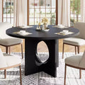 47 Round Dining Table for 4-6 People, Circle Kitchen Tables with Sturdy Pedestal Base, Space Saving Dinning Room Furniture for Dining room, Kitchen