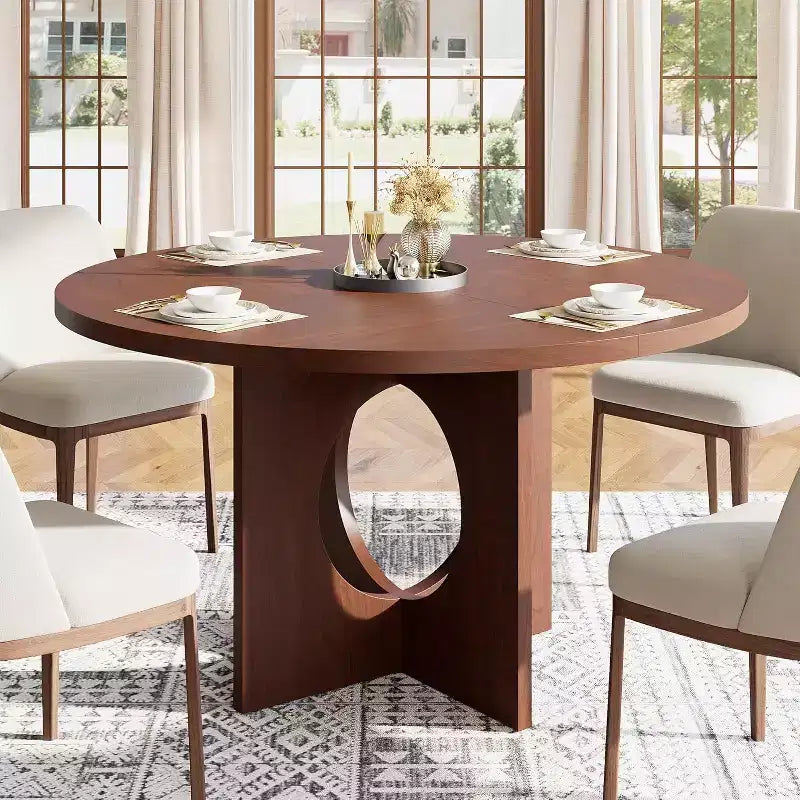 Tavolo da pranzo rotondo da 120 cm per 4-6 persone, tavoli da cucina circolari con base a piedistallo robusta, mobili salvaspazio per sala da pranzo, cucina