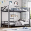 Acekool Metal Bunk Bed Twin Over Twin with Guard Rails Space Saving Steel Frame Design