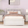 MAYEERTY Modern Twin Size Platform Bed, White Washed Wood Frame with 2 Drawers