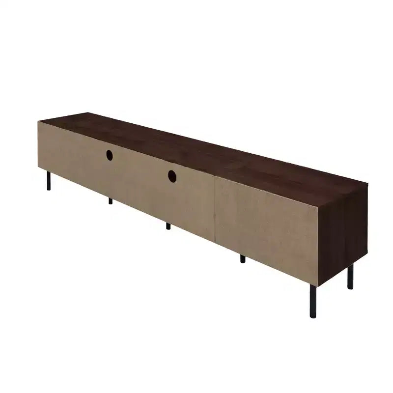 Mobile TV da 78 pollici per TV fino a 85 pollici, Consolle TV Marrone con Ante e Cassetti Soft-close a Motivo Diamante - ModernLuxe