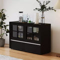 Luck Live Modern 47.04 Storage Cabinet with Push-to-Open Acrylic Doors, Solid Wood Plywood Frame, Adjustable Shelves & 2 Drawers