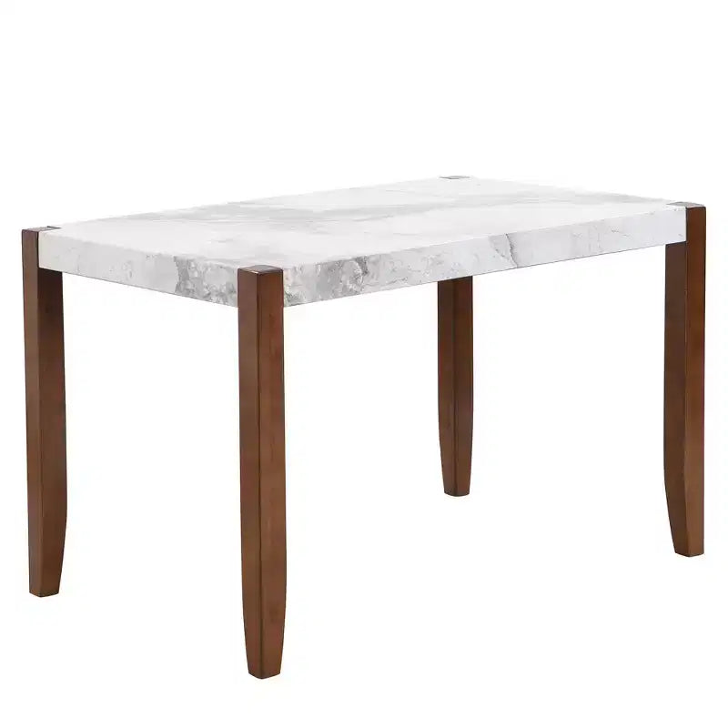 Set da pranzo in finto marmo per 4 persone, tavolo da pranzo rettangolare da 5 pezzi con 4 sedie imbottite per cucine piccole