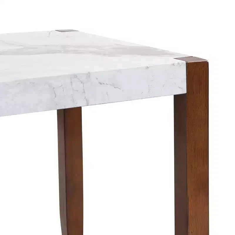 Set da pranzo in finto marmo per 4 persone, tavolo da pranzo rettangolare da 5 pezzi con 4 sedie imbottite per cucine piccole