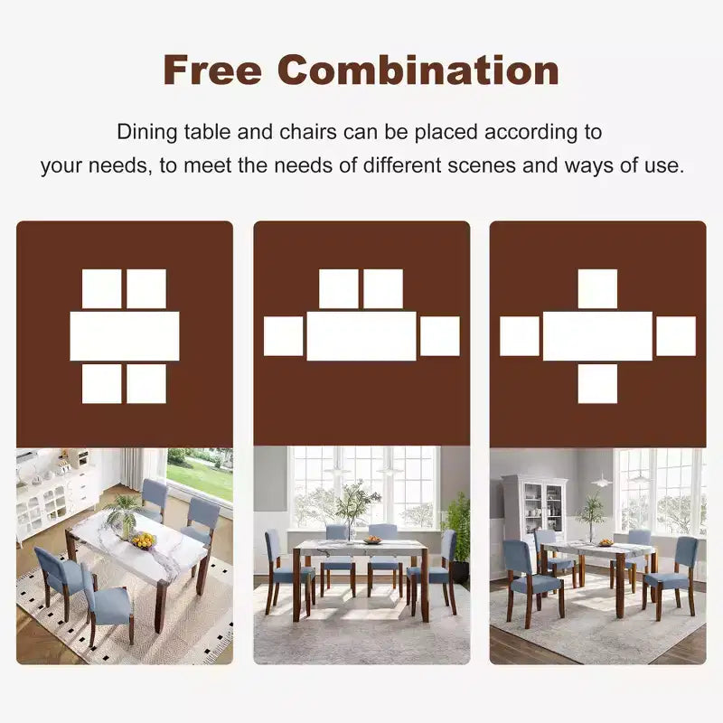 Set da pranzo in finto marmo per 4 persone, tavolo da pranzo rettangolare da 5 pezzi con 4 sedie imbottite per cucine piccole