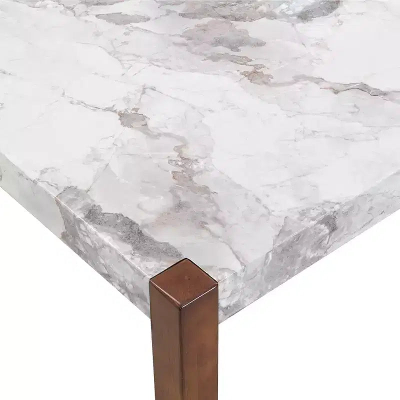 Set da pranzo in finto marmo per 4 persone, tavolo da pranzo rettangolare da 5 pezzi con 4 sedie imbottite per cucine piccole