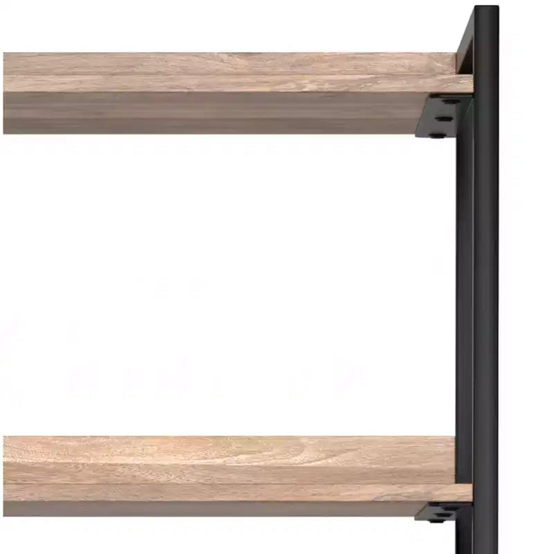 Paola Scaffale stretto industriale moderno da 188 cm x 51 cm in legno massello di mango con armadietto, finitura naturale