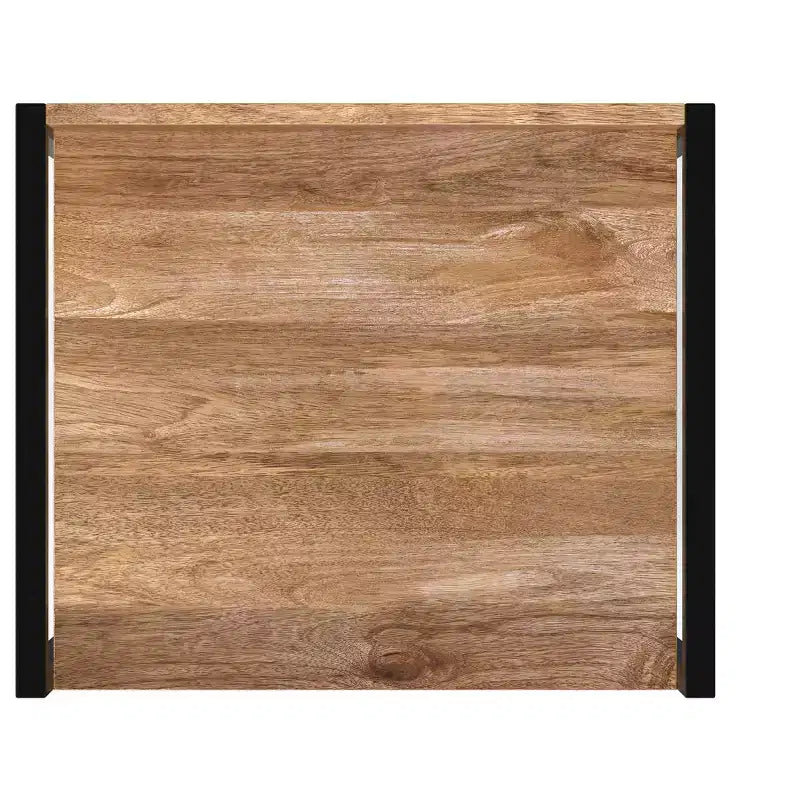 Paola Scaffale stretto industriale moderno da 188 cm x 51 cm in legno massello di mango con armadietto, finitura naturale