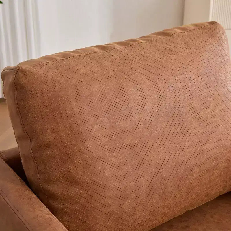Etokfoks Poltrona Girevole da 78 cm, Ampia, Rivestita in PU Marrone, con Braccioli Quadrati, Poltrona Relax Girevole a 360 Gradi per Soggiorno Camera da Letto