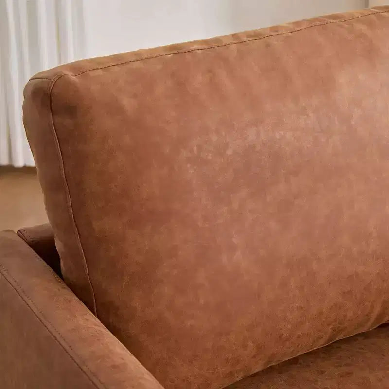 Etokfoks Poltrona Girevole da 78 cm, Ampia, Rivestita in PU Marrone, con Braccioli Quadrati, Poltrona Relax Girevole a 360 Gradi per Soggiorno Camera da Letto
