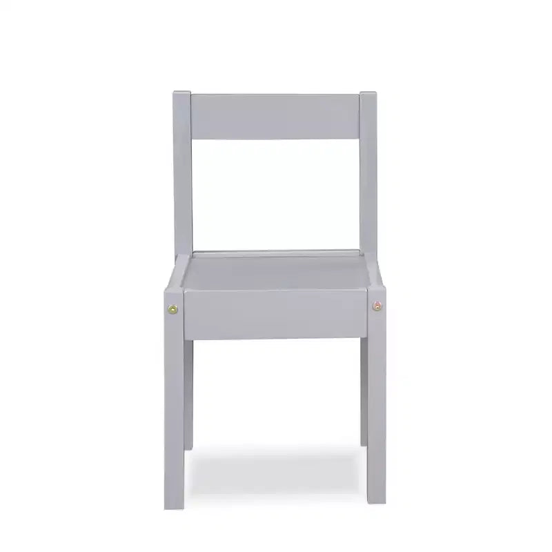 Set tavolo e due sedie Etokfoks 3 pezzi per bambini, cancellabile a secco, grigio, legno massello, costruzione durevole, facile da pulire, spazio creativo per arte e gioco