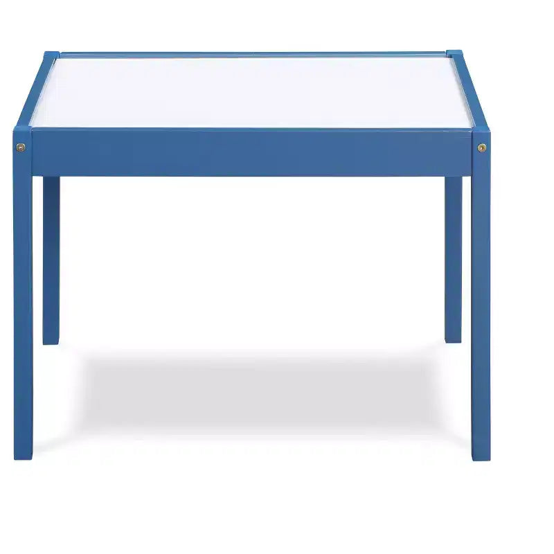Etokfoks Set Tavolo e Due Sedie per Bambini Cancellabili a Secco, 3 Pezzi, Blu Scuro, Legno Massello, Essiccato in Forno, Finitura Durevole per Attività Creative