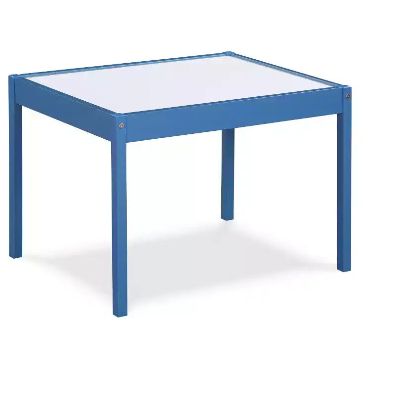 Etokfoks Set Tavolo e Due Sedie per Bambini Cancellabili a Secco, 3 Pezzi, Blu Scuro, Legno Massello, Essiccato in Forno, Finitura Durevole per Attività Creative