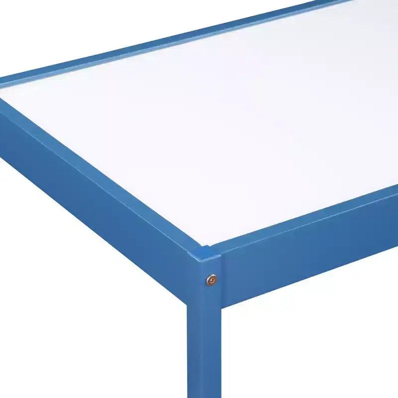 Etokfoks Set Tavolo e Due Sedie per Bambini Cancellabili a Secco, 3 Pezzi, Blu Scuro, Legno Massello, Essiccato in Forno, Finitura Durevole per Attività Creative