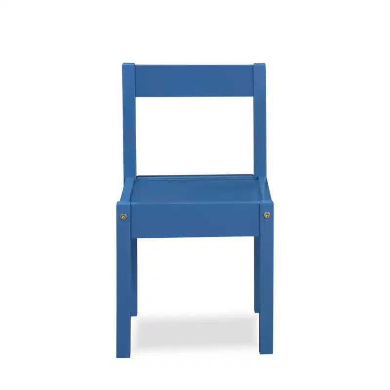 Etokfoks Set Tavolo e Due Sedie per Bambini Cancellabili a Secco, 3 Pezzi, Blu Scuro, Legno Massello, Essiccato in Forno, Finitura Durevole per Attività Creative
