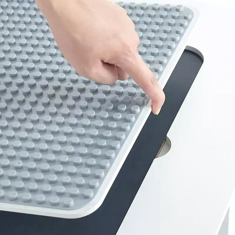 JVNOXK Tavolo e sedie attività 4-in-1 per bambini Piano del tavolo a doppia faccia: un lato per disegnare, un lato per i mattoncini Include spazio di archiviazione Bianco