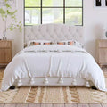 Full/Queen/King Size Upholstered Platform Bed with Saddle Curved Adjustable Headboard and Diamond Tufted, Wooden Bedframe for Bedroom