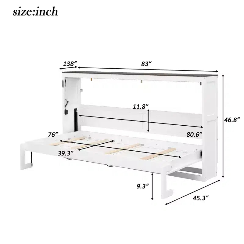 Letto a scomparsa matrimoniale con luce LED, pieghevole a armadio, letto a scomparsa per camera degli ospiti
