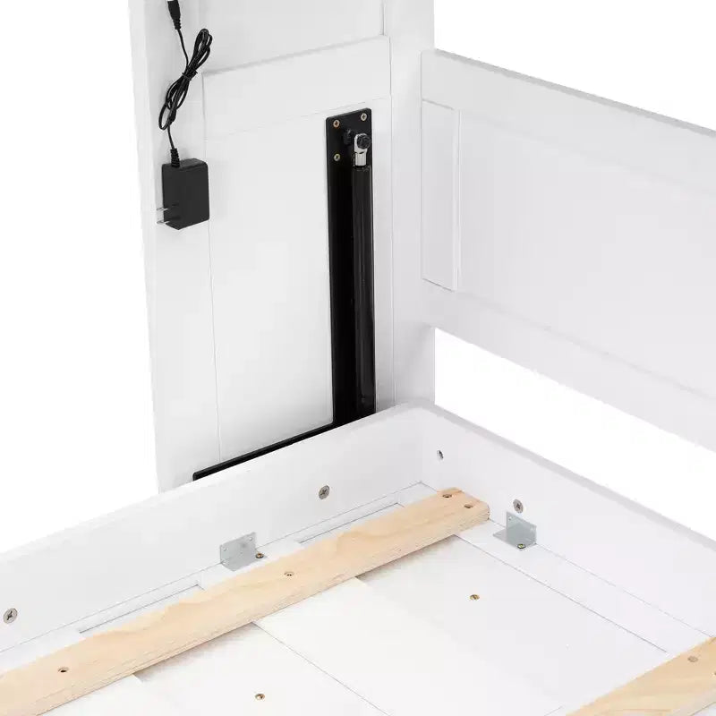 Letto a scomparsa matrimoniale con luce LED, pieghevole a armadio, letto a scomparsa per camera degli ospiti