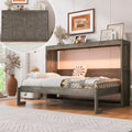 Twin Size Murphy Bed with LED Light, can be Folded into a Cabinet, Hidden Wall Bed Cabinet for Guest Room