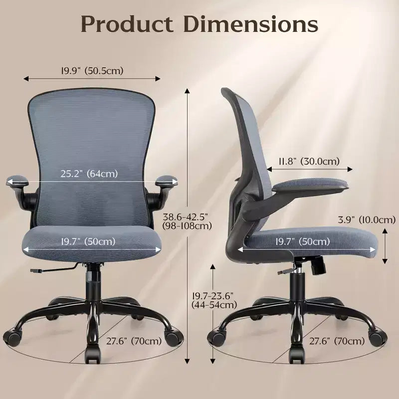 Sedie da ufficio KERDOM, sedia ergonomica per PC con ruote, supporto lombare e altezza regolabili, sedia girevole da computer