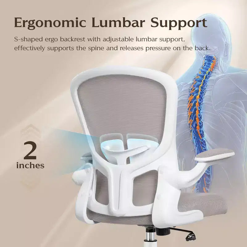 Sedie da ufficio KERDOM, sedia ergonomica per PC con ruote, supporto lombare e altezza regolabili, sedia girevole da computer