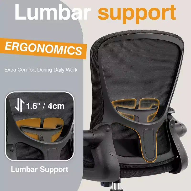 Sedie da ufficio KERDOM, sedia ergonomica per PC con ruote, supporto lombare e altezza regolabili, sedia girevole da computer