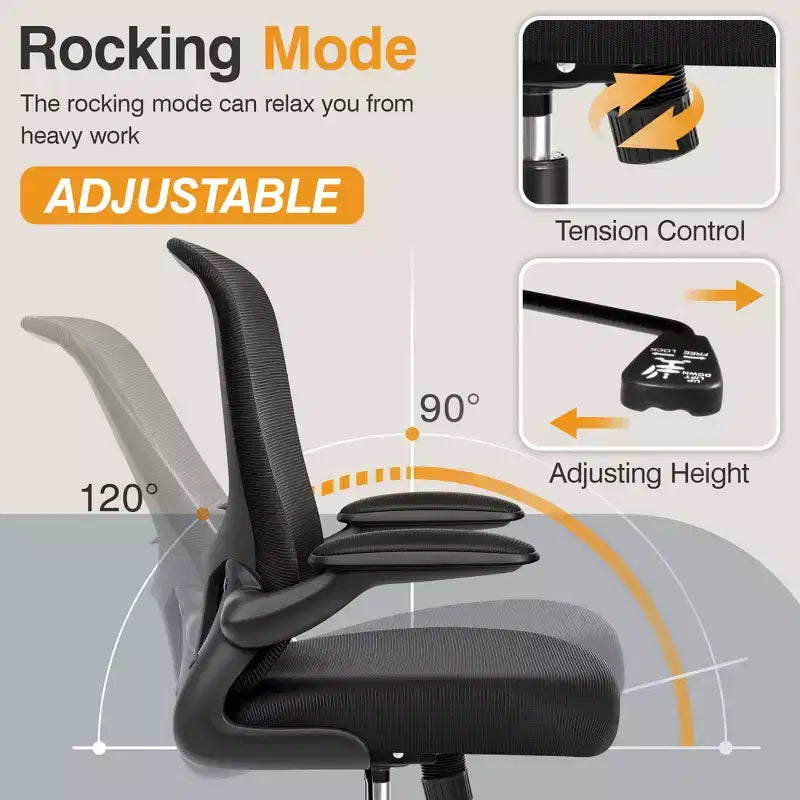 Sedie da ufficio KERDOM, sedia ergonomica per PC con ruote, supporto lombare e altezza regolabili, sedia girevole da computer