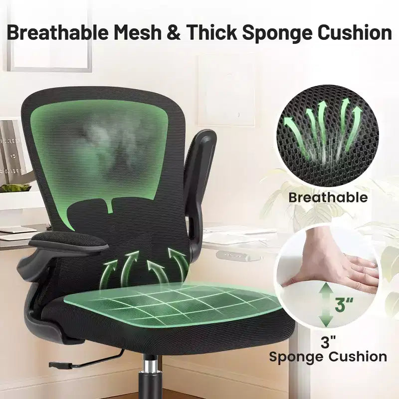 Sedie da ufficio KERDOM, sedia ergonomica per PC con ruote, supporto lombare e altezza regolabili, sedia girevole da computer