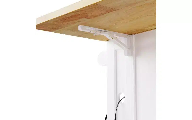 JVNOXK Isola da cucina mobile a 5 ruote da 53 pollici con piano pieghevole, presa di corrente, ripiano portaoggetti e ripiano laterale, adatta per cucine, bianca