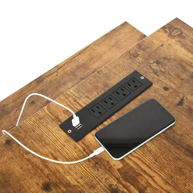 Scrivania a L marrone da 55 pollici, scrivania angolare reversibile per computer con cassetti e luci a LED, con 4 ripiani aperti in vetro