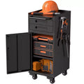 VIYET 34 Narrow Rolling Tool Cabinet - Slim 2-Drawer Space-Saving Storage with Lockable Door, Black