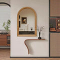 Arched Wood Framed Wall Mirror, 24 x 35 Rustic Decorative Mirror for Bathroom, Vanity, Living Room-Panipeachy