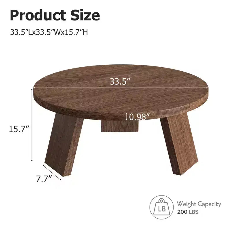 Tavolino da caffè moderno rotondo da 33,5'', Tavolino centrale in legno, Tavolino da divano con gambe inclinate, Tavolino d'appoggio per soggiorno ufficio