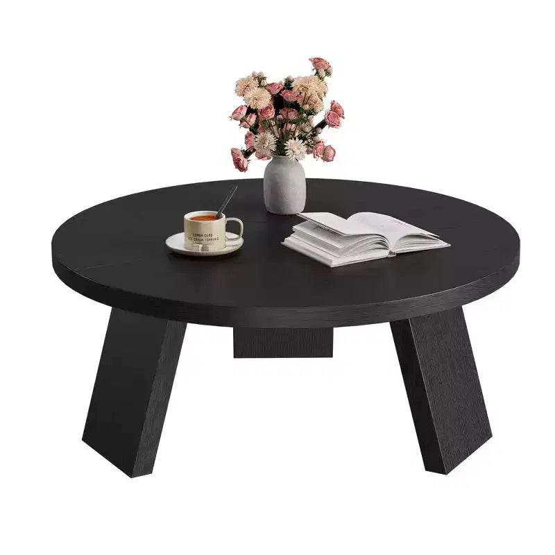 Tavolino da caffè moderno rotondo da 33,5'', Tavolino centrale in legno, Tavolino da divano con gambe inclinate, Tavolino d'appoggio per soggiorno ufficio