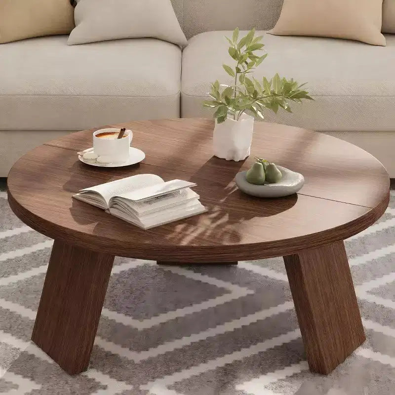 Tavolino da caffè moderno rotondo da 33,5'', Tavolino centrale in legno, Tavolino da divano con gambe inclinate, Tavolino d'appoggio per soggiorno ufficio
