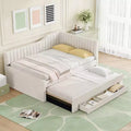 Luxystar Modern Full Size Linen Upholstered Daybed with Trundle and 3 Drawers