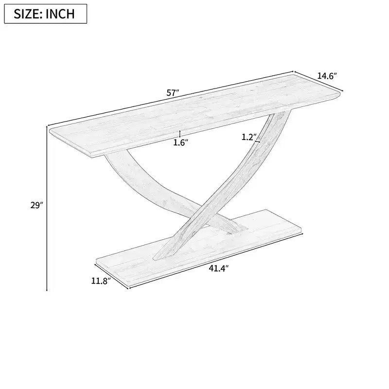 Whisen Tavolino Consolle da Ingresso Moderno Rustico 57", Tavolino d'Appoggio per Corridoio, Tavolino Slim da Divano con Design a Gambe Incrociate, Costruzione Robusta