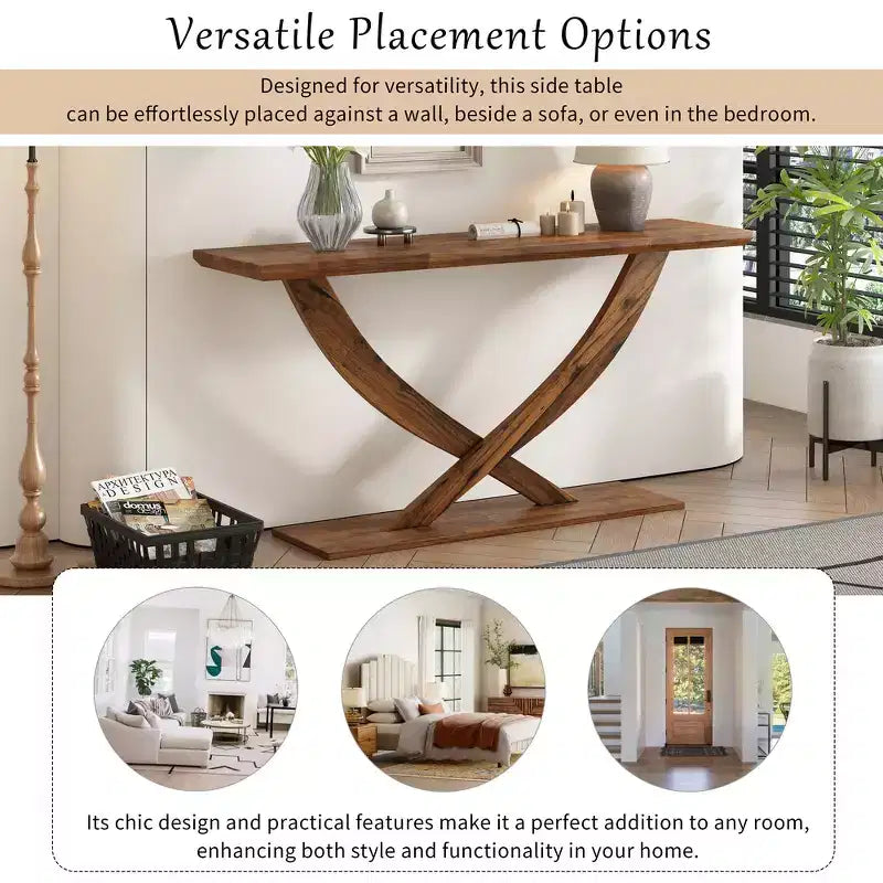 Whisen Tavolino Consolle da Ingresso Moderno Rustico 57", Tavolino d'Appoggio per Corridoio, Tavolino Slim da Divano con Design a Gambe Incrociate, Costruzione Robusta