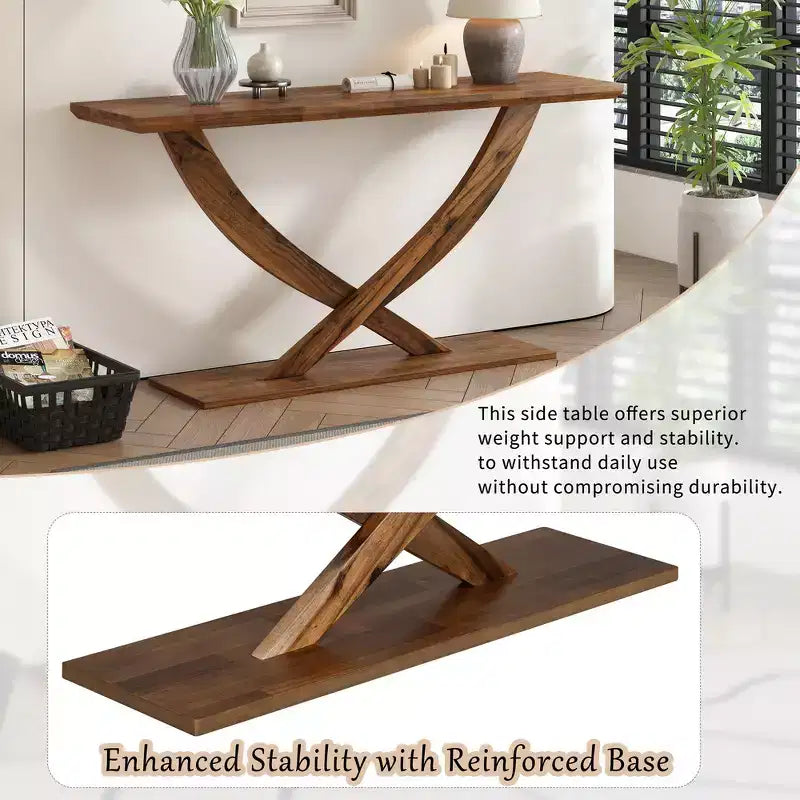 Whisen Tavolino Consolle da Ingresso Moderno Rustico 57", Tavolino d'Appoggio per Corridoio, Tavolino Slim da Divano con Design a Gambe Incrociate, Costruzione Robusta