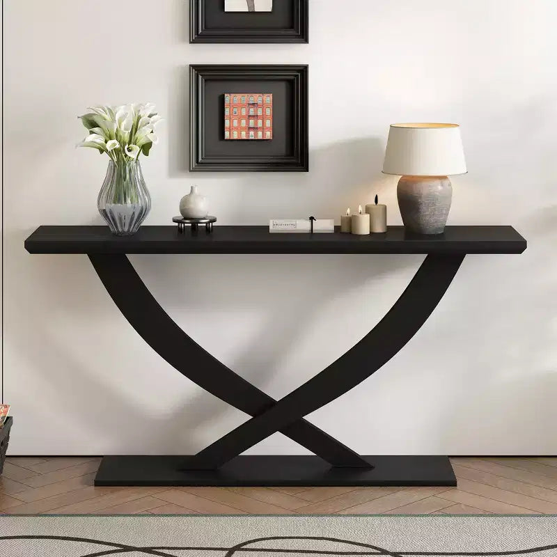 Whisen Tavolino Consolle da Ingresso Moderno Rustico 57", Tavolino d'Appoggio per Corridoio, Tavolino Slim da Divano con Design a Gambe Incrociate, Costruzione Robusta