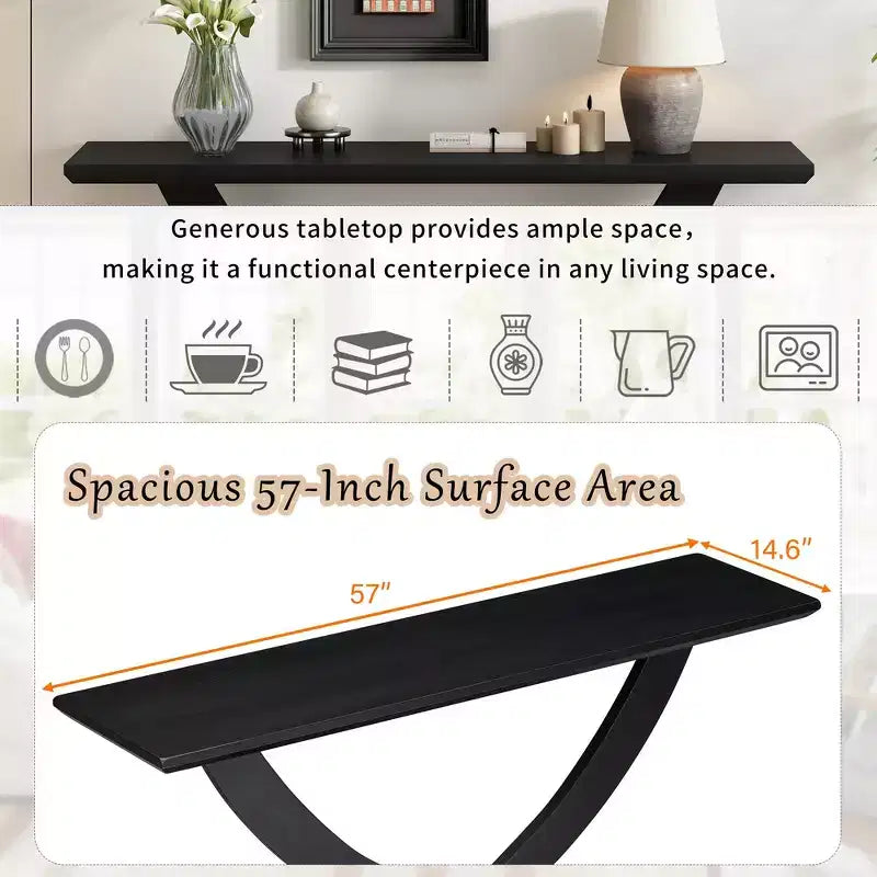 Whisen Tavolino Consolle da Ingresso Moderno Rustico 57", Tavolino d'Appoggio per Corridoio, Tavolino Slim da Divano con Design a Gambe Incrociate, Costruzione Robusta