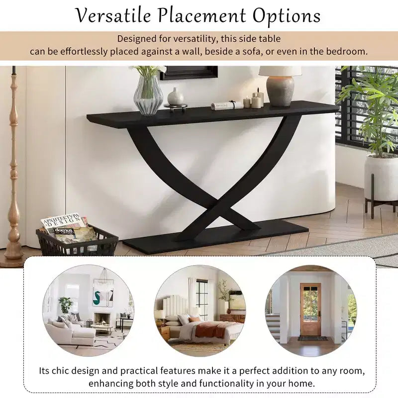 Whisen Tavolino Consolle da Ingresso Moderno Rustico 57", Tavolino d'Appoggio per Corridoio, Tavolino Slim da Divano con Design a Gambe Incrociate, Costruzione Robusta