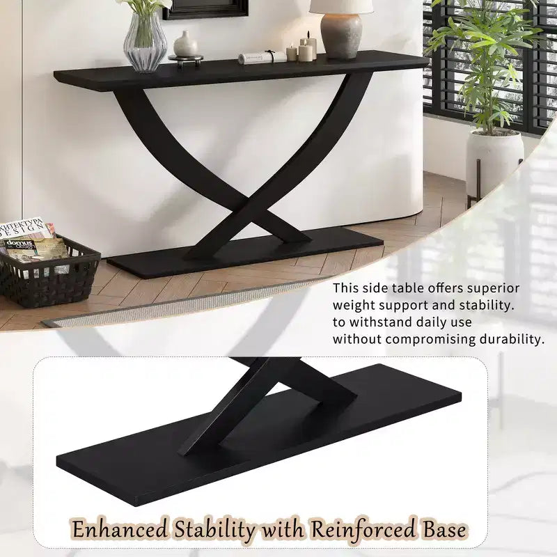 Whisen Tavolino Consolle da Ingresso Moderno Rustico 57", Tavolino d'Appoggio per Corridoio, Tavolino Slim da Divano con Design a Gambe Incrociate, Costruzione Robusta